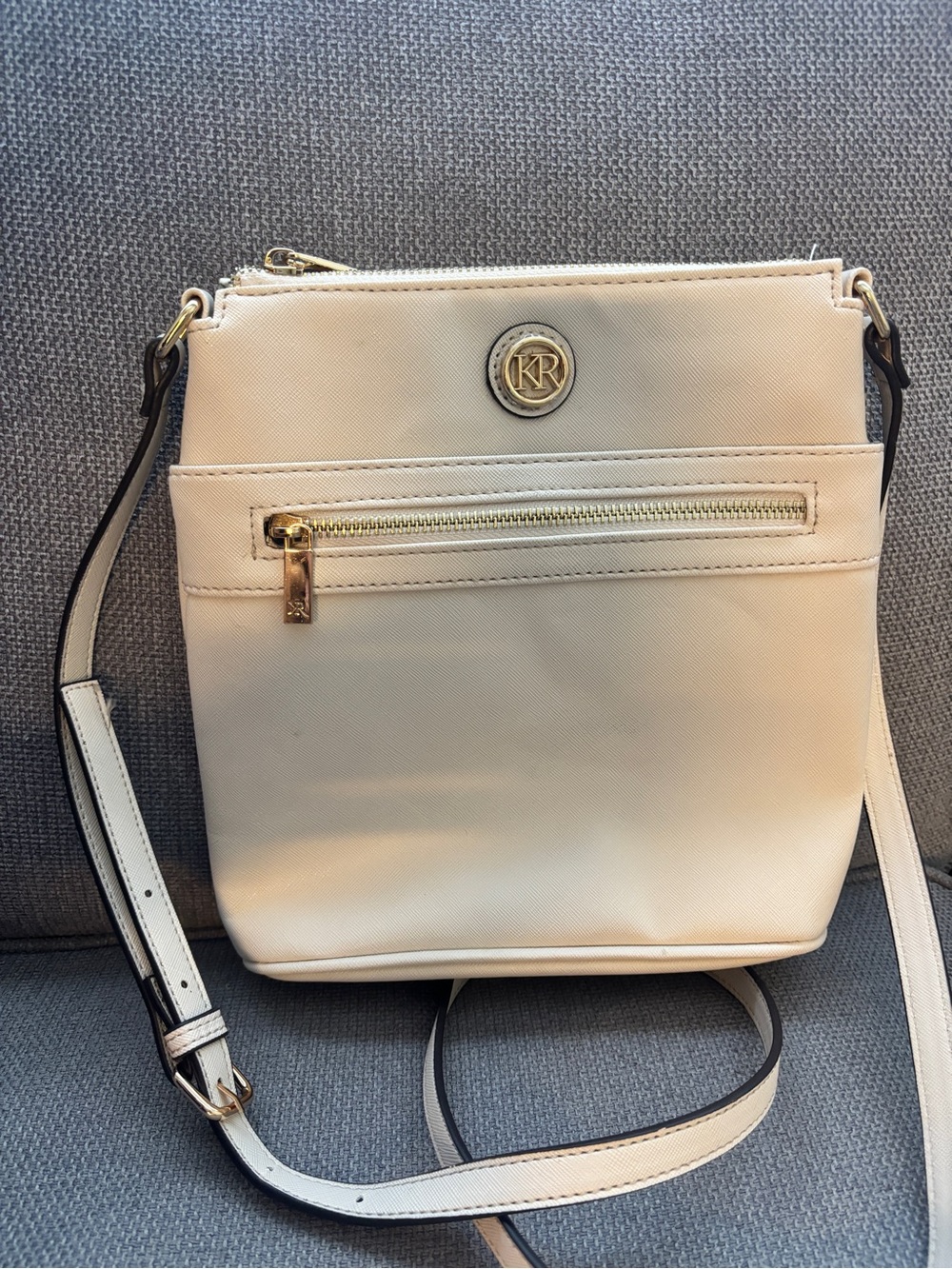Kim Rogers Cream Crossbody Bag with Gold Hardware